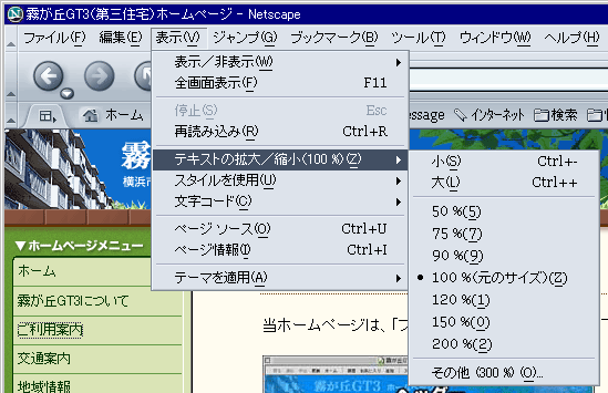 【解説図】文字サイズを変更するための設定を表示したところ
